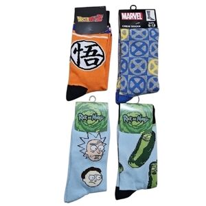 4 Pack Rick and Morty Premium Dragon Ball Socks Marvel For Men & Women One Size